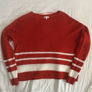 SO Red and White Striped Women's Lightweight Sweater Relaxed Fit Small